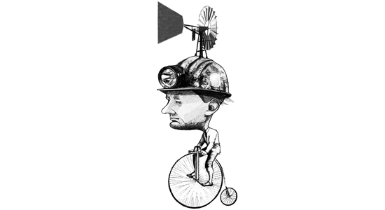 Caricatura de un hombre en bicicleta en el blog de la FUHEM
