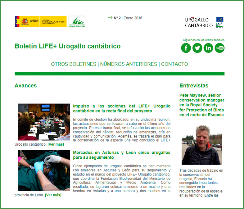 Boletín Life+ Urogallo Nº2